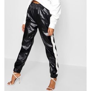 Faux leather height waisted joggers